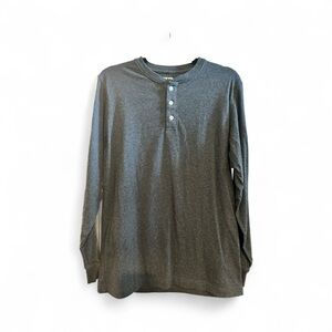 Lands' End Charcoal Long Sleeve Henley Shirt